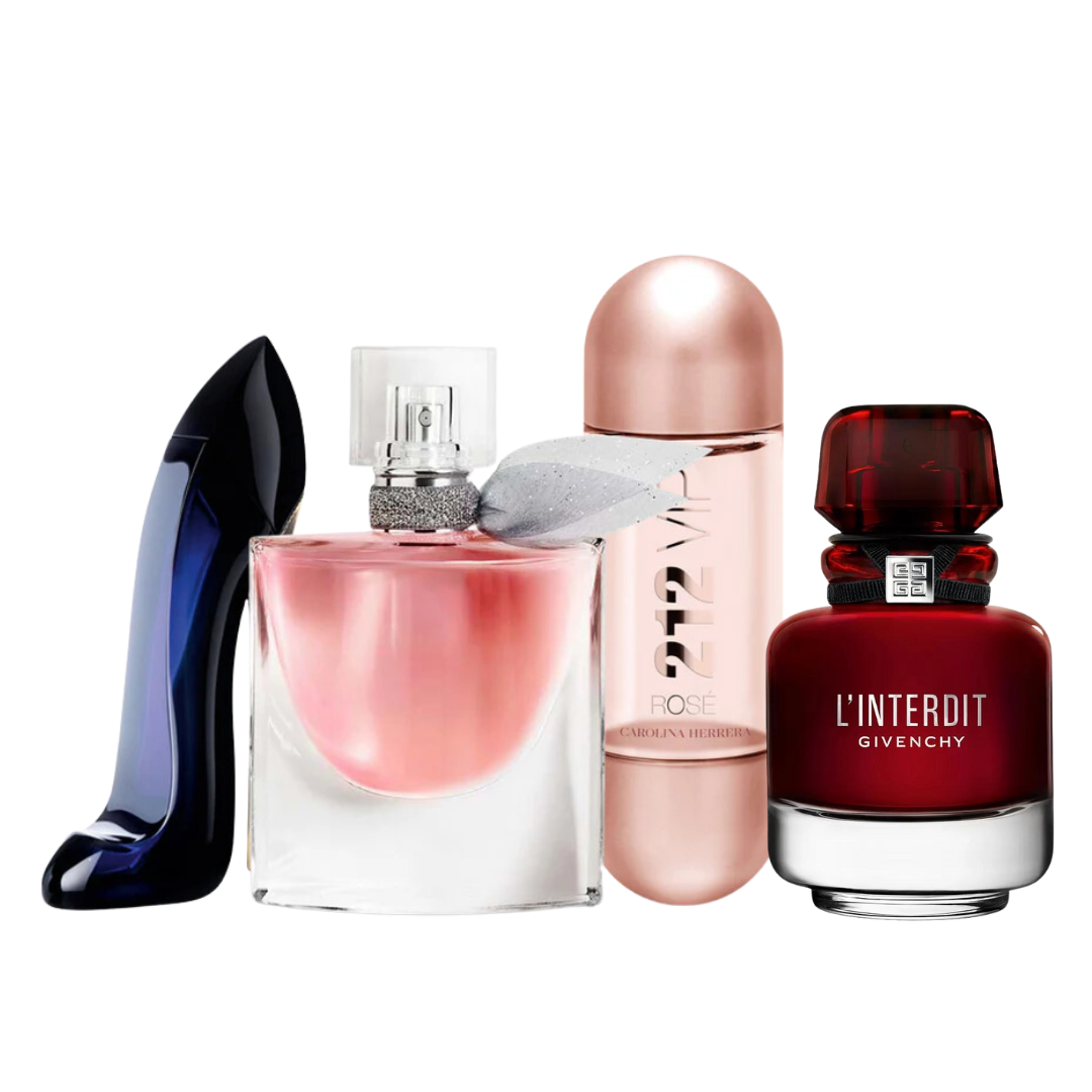 4 Parfums - L'Interdit Rouge, Carolina Herrera GOOD GIRL, Lancôme LA VIE EST BELLE et Carolina Herrera 212 VIP ROSÉ (ACHETEZ 1, OBTENEZ 4)